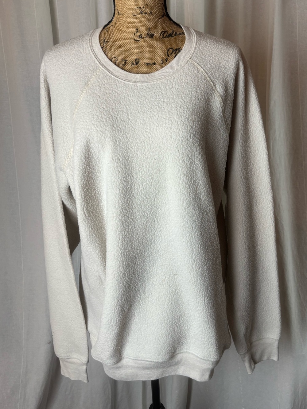 Alo Yoga Triumph Restore Crew Neck Sweatshirt Fleece Bone White Men’s Large